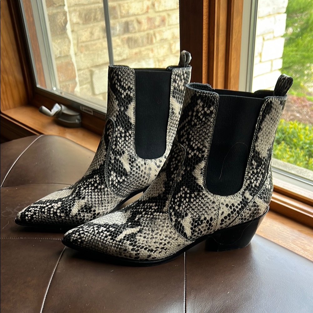 Paige Willa Snake Black And Gray Ankle Boots With Chelsea Style